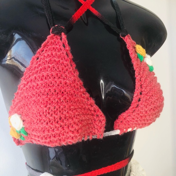 Red Rose Bikini Bra - Picture 3 of 6